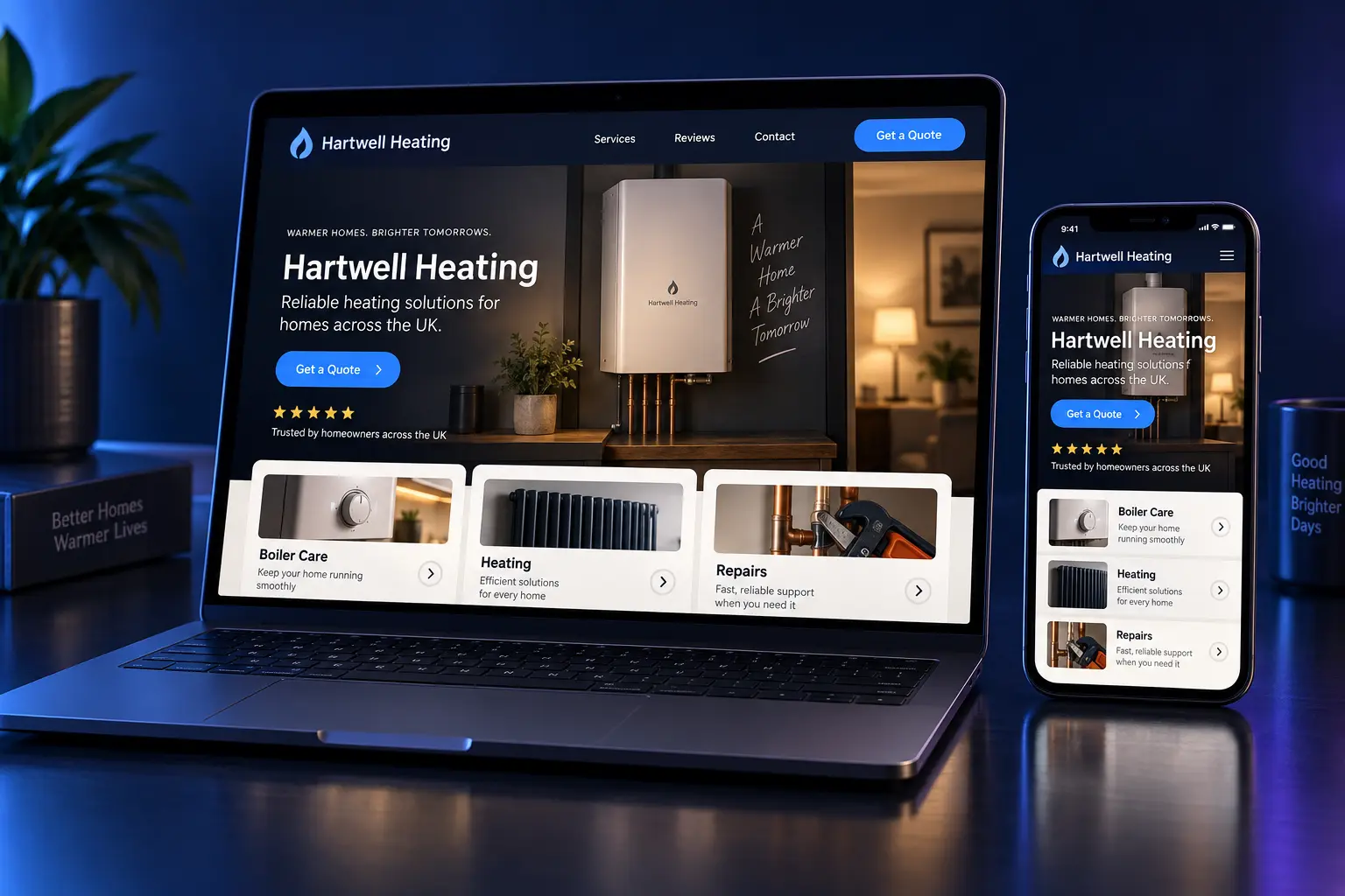 Hartwell Heating responsive website