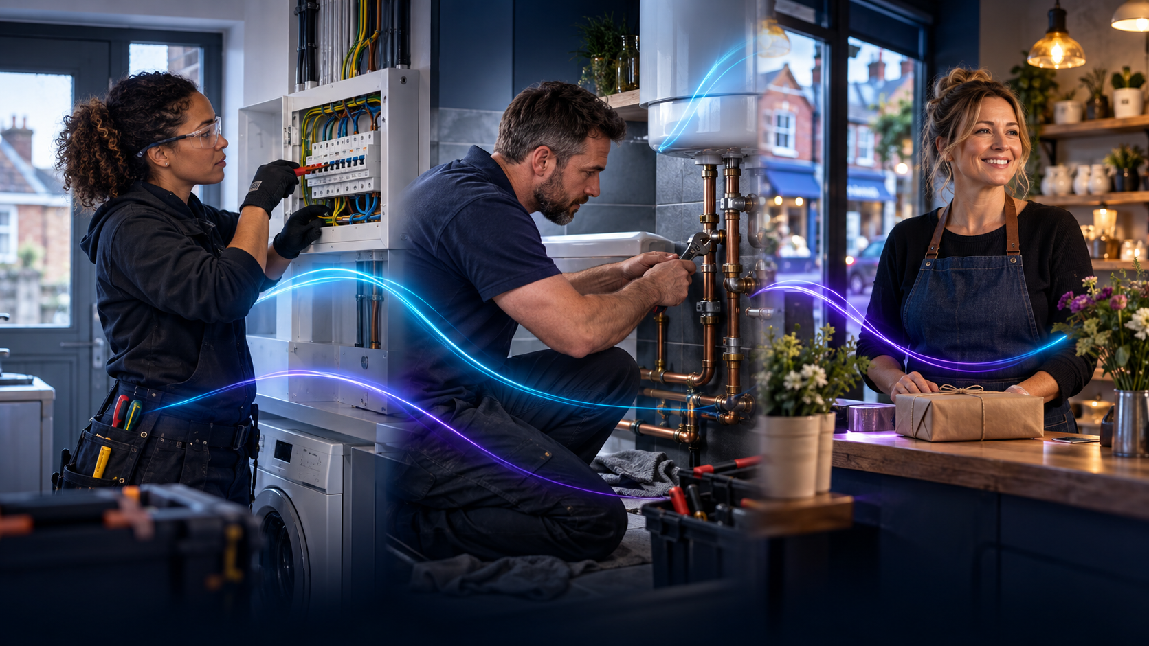 Electrician, plumber and independent shop owner