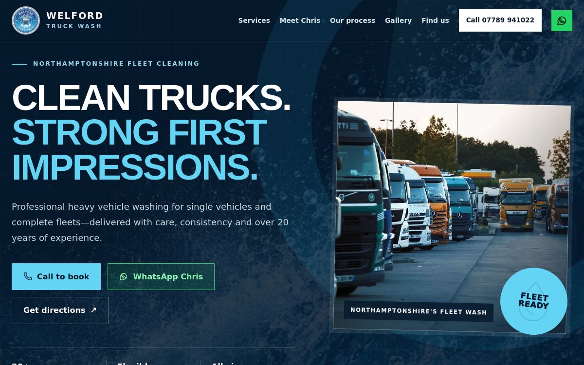 Welford Truck Wash website designed by Veyron Digital